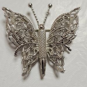 Monet silver tone butterfly brooch